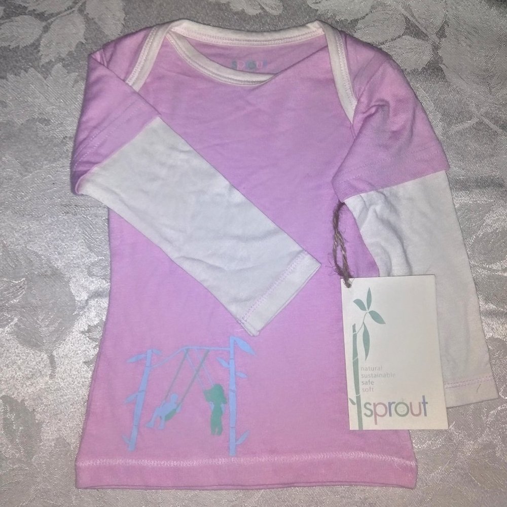 New pink T-shirt, long sleeve Bamboo and organic cotton